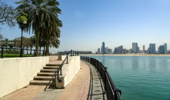 Embankment of the Gulf of Oman. Al Mamzar Beach and Park. Dubai, United Arab Emirates (UAE)