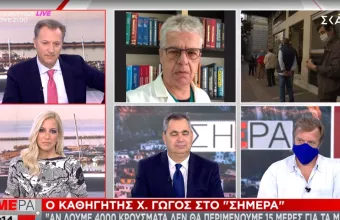 Κορωνοϊός-Γώγος σε ΣΚΑΪ: Αν δούμε 4000 κρούσματα δεν θα περιμένουμε 15 ημέρες για μέτρα