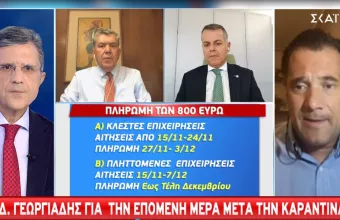 Γεωργιάδης σε ΣΚΑΪ για lockdown: Οι εργαζόμενοι θα πάρουν το δώρο -Επιχειρήσεις θα στηριχθούν