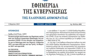 Lockdown - Κορωνοϊός: Το ΦΕΚ- Όλα τα  νέα μέτρα και οι εξειδικεύσεις