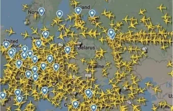 Το αεροπορικό «μποτιλιάρισμα» γύρω από το FIR της Λευκορωσίας σε μία εικόνα