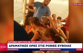 Καίγεται η Εύβοια: Η φωτιά έφτασε στην παραλία- Κάτοικοι φεύγουν με φέρι μποτ και βάρκες (pics)