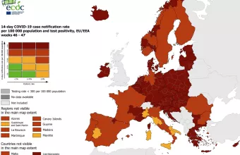 ECDC: Σε «βαθύ κόκκινο» η Ελλάδα -Κυρίαρχη η μετάλλαξη Όμικρον προσεχώς στην Ευρώπη