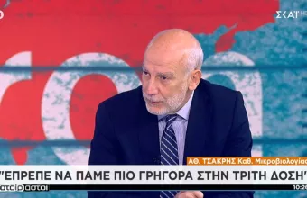 Τσακρής σε ΣΚΑΪ: Η Όμικρον θα επικρατήσει της Δέλτα-Έπρεπε να πάμε νωρίτερα στην τρίτη δόση