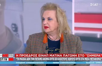 Παγώνη στον ΣΚΑΪ: Δεν πετάμε τις μάσκες τουλάχιστον μέχρι το καλοκαίρι