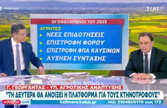 Γεωργαντάς στον ΣΚΑΪ: Προσχεδιάζεται στο food pass να είναι και οι λαϊκές - 3,1 εκ. νοικοκυριά δικαιούχοι του μέτρου 