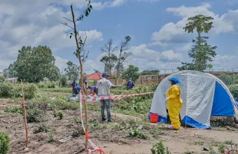 Ebola treatment center in Rwampara, Congo