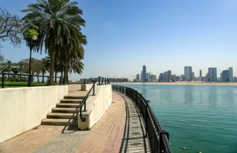 Embankment of the Gulf of Oman. Al Mamzar Beach and Park. Dubai, United Arab Emirates (UAE)