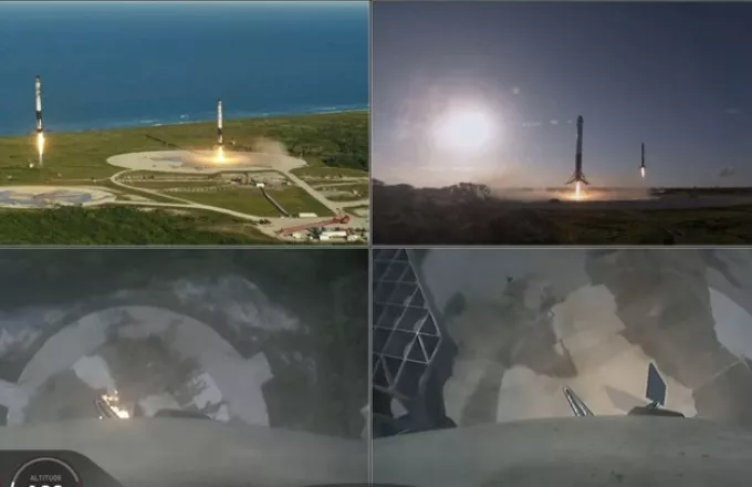 H «ατυχία» του πυραύλου Falcon Heavy: Γύρισε στη Γη αλλά έπεσε από το πλοίο