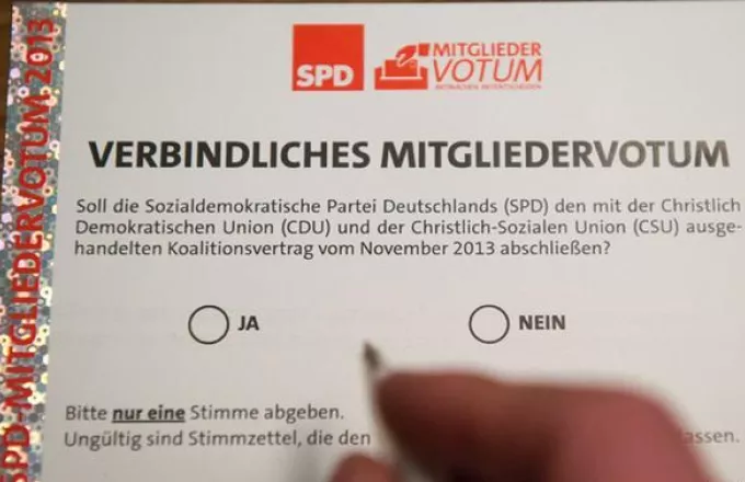 Επίσημο «ναι» από τα μέλη του SPD για συμμετοχή σε κυβέρνηση συμμαχίας