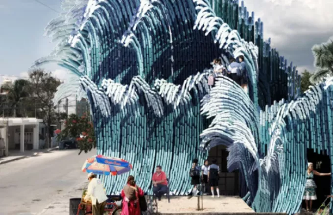Μεξικό: Αρχιτεκτονική με πλαστικά μπουκάλια για πρόσοψη σχολείου