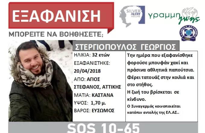 Νεκρός εντοπίστηκε ο Γιώργος Στεργιόπουλος που αγνοούταν από την Παρασκευή