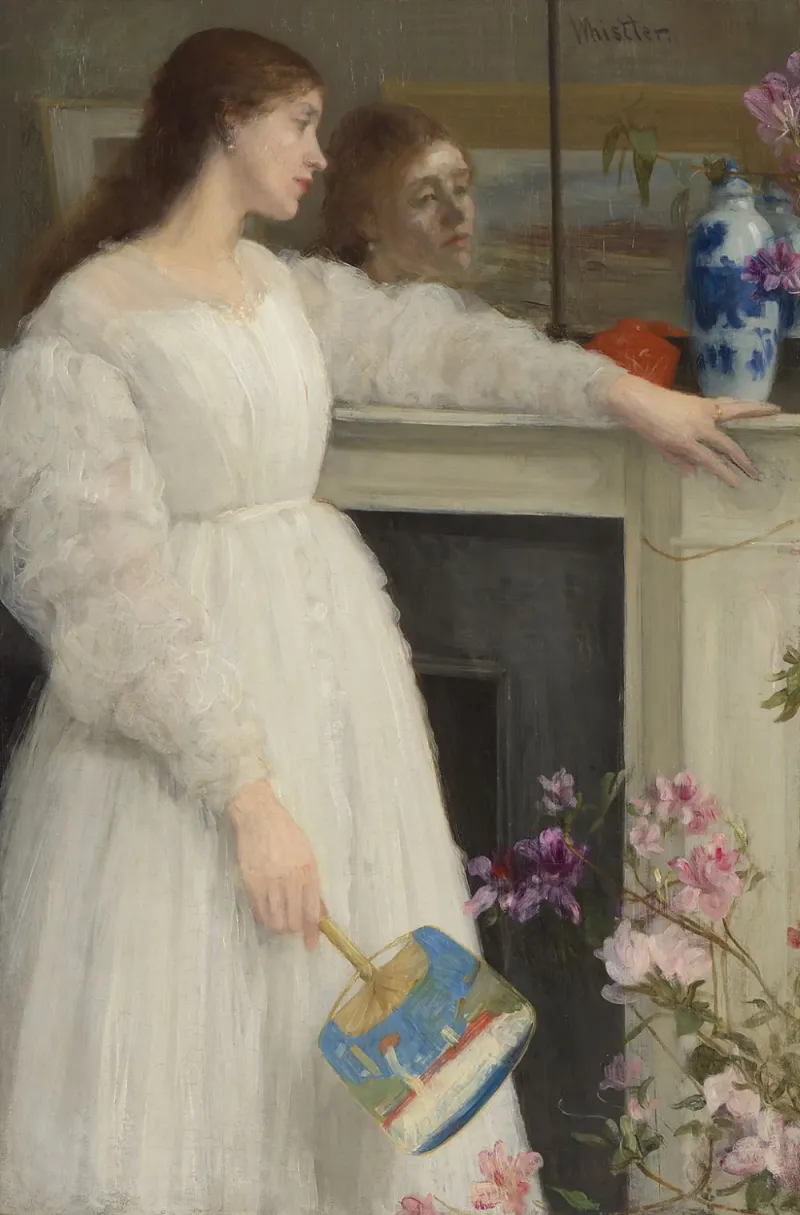  Symphony in White, No. 2: The Little White Girl, 1864. Η Τζοάνα Χίφερναν, το λευκό φόρεμα, ο καθρέφτης και η κούραση κάτω από τη διακοσμητική ευγένεια