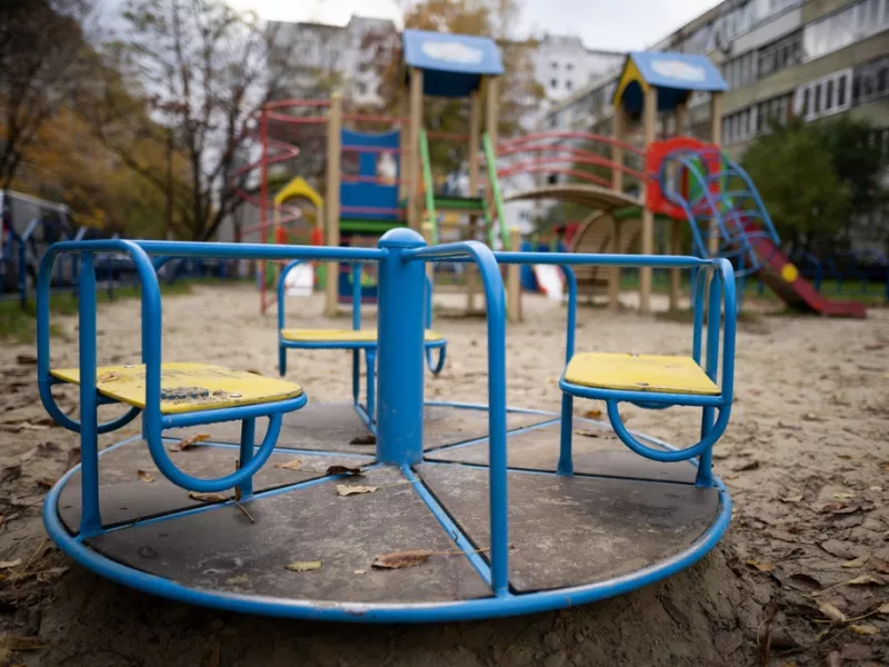 empty swing on a playground