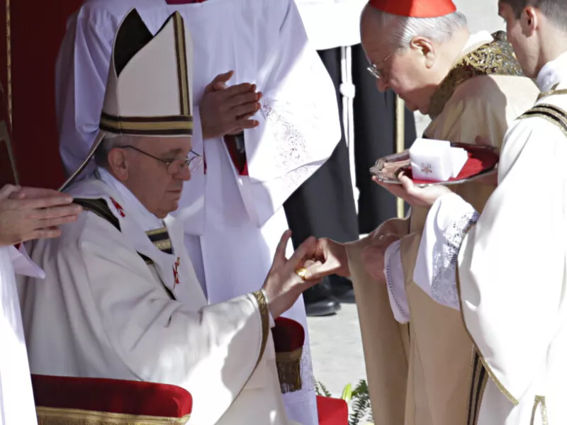 Pope Francis is bestowed the Fisherman's Ring