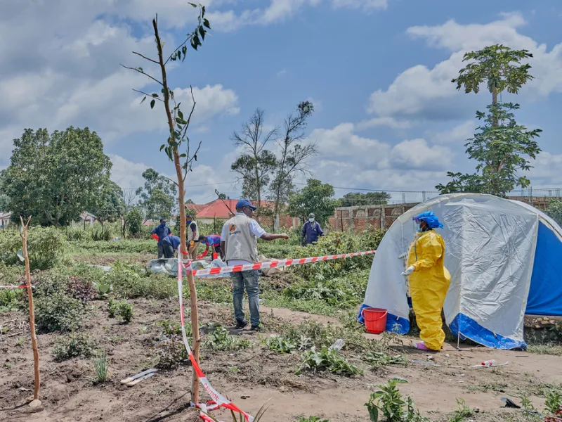 Ebola treatment center in Rwampara, Congo