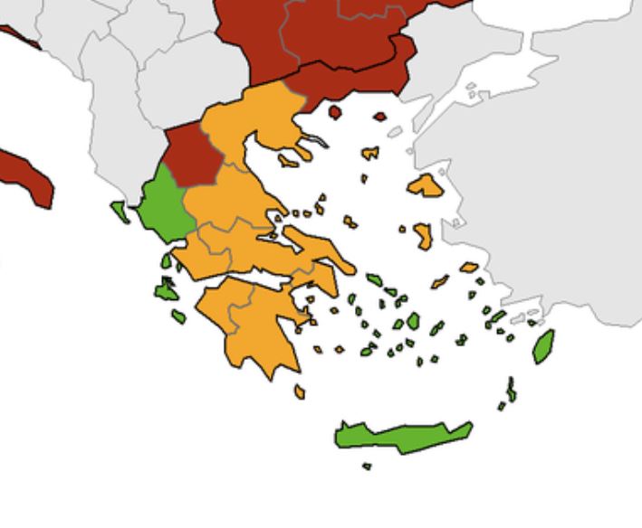 Covid-19: Η Περιφέρεια Νοτίου Αιγαίου στις 4 μοναδικές περιφέρειες της Ευρώπης με πράσινο χρώμα!