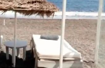 Κορωνοϊός: Έβαλαν πλεξιγκλάς σε παραλίες της Σαντορίνης (video) 