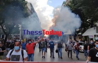 Θεσσαλονίκη: Με πυρσούς οι πορείες ενάντια στο εργασιακό νομοσχέδιο (pics+vid)
