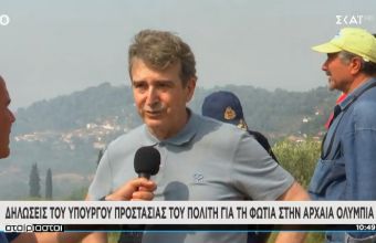 Χρυσοχοΐδης: Στόχος να κλείσει το μέτωπο της Ολυμπίας - Επιχειρούν πολλά εναέρια μέσα 