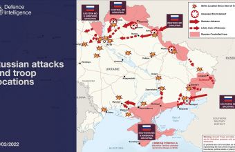 Ουκρανία: Νέος χάρτης της ρωσικής προέλασης από το βρετανικό υπουργείο Άμυνας 
