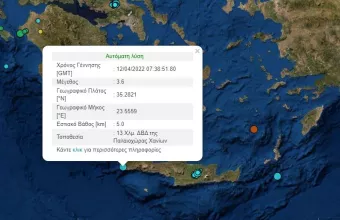 Σεισμός 3,6 Ρίχτερ στην Κρήτη