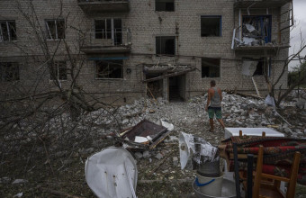 Πολυκατοικία που βομβαρδίστηκε στην Ουκρανία 