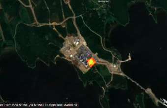 Δορυφορική εικόνα που δείχνει την καύση του φυσικού αερίου
