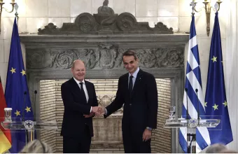 Μητσοτάκης και Σολτς στο Μαξίμου