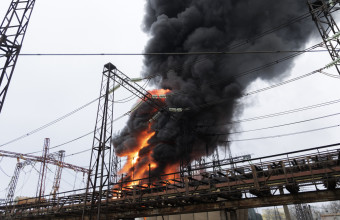 electricity facility after a Russian attack in Kharkiv, Ukraine