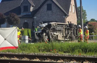 train and vehicle in Buggenhout, Belgium