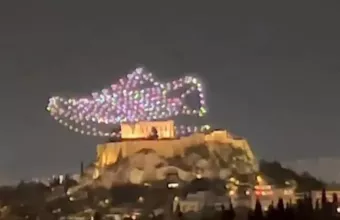 Ακρόπολη νυχτερινό drone