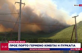 Μεγάλη φωτιά στα Βίλια Αττικής: Εκκενώνονται οικισμοί -Ισχυροί άνεμοι στην περιοχή (vid)