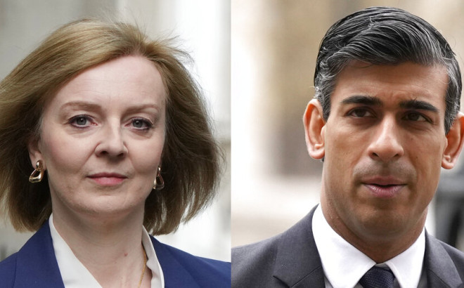 Οι δύο υποψήφιοι για την βρετανική προεδρία, Λιζ Τρας και Ρίσι Σούνακ.