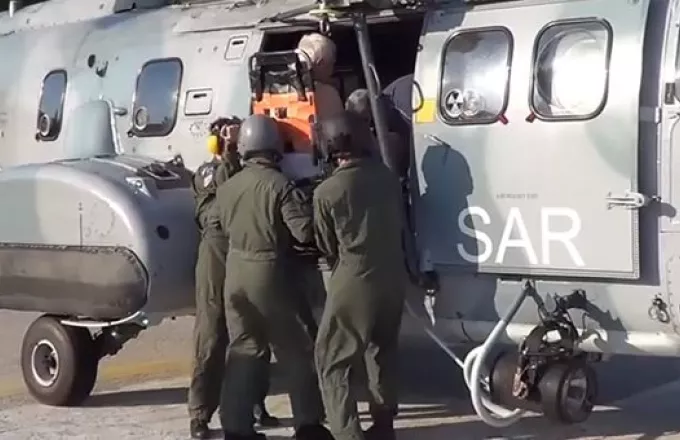 Αερομεταφορά ασθενούς με Super Puma από κρουαζιερόπλοιο στο Νοσοκομείο Ρόδου 