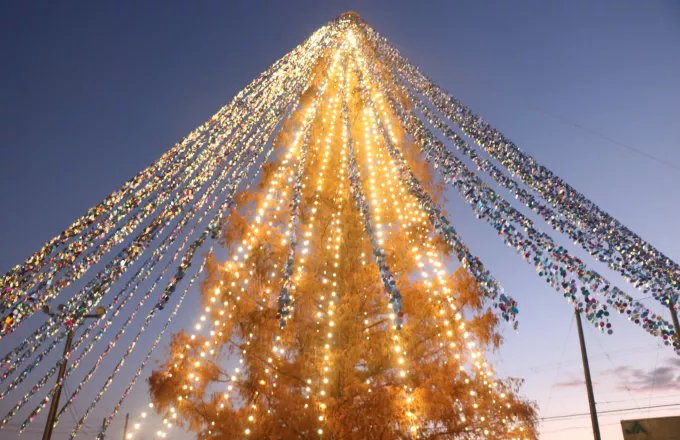 Ιαπωνία: Ρεκόρ Γκίνες για χριστουγεννιάτικο δέντρο με 51.626 κάρτες 