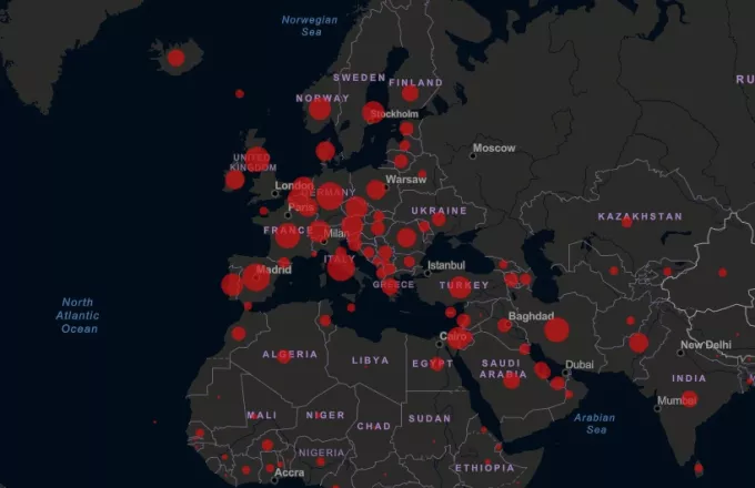 Κορωνοϊός: Πάνω από 28.300 νεκροί στην Ευρώπη - 2 στους 3 παγκοσμίως (χάρτης)