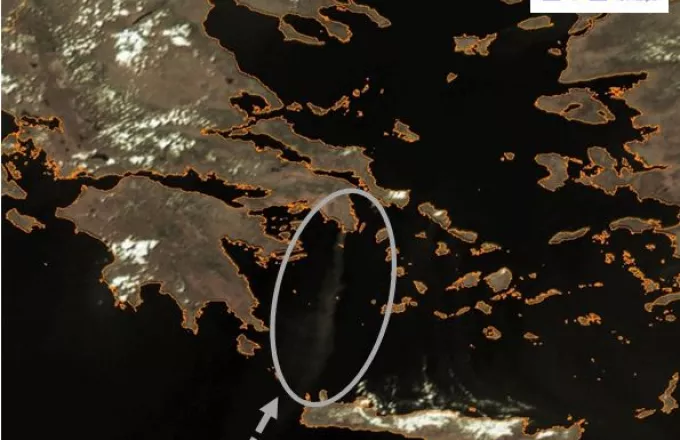 Δορυφόρος Meteosat-11: Έως την Κρήτη ο καπνός από την φωτιά στην Κερατέα (pic+vid)