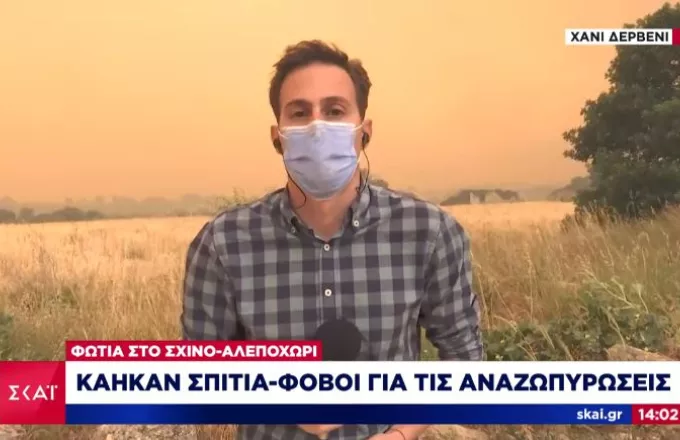 Πυρκαγιά Σχίνο: Εκκενώνονται οικισμοί από το Δερβένι έως τον Πευκενέα- Το SMS από το 112