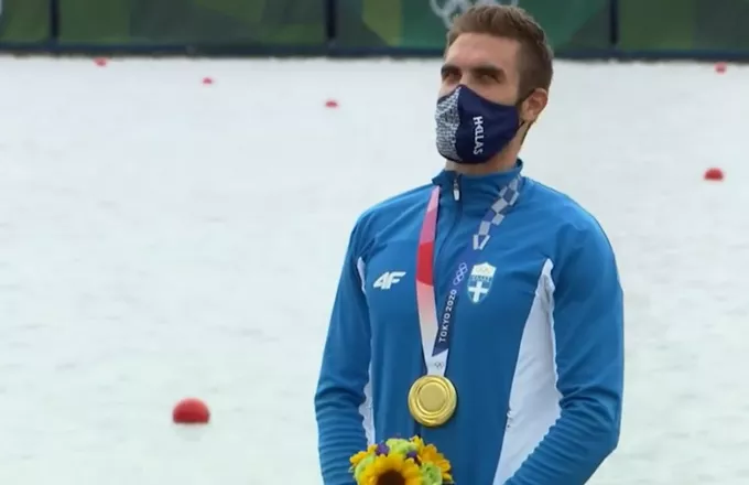 Ολυμπιακοί Αγώνες: Η απονομή του χρυσού μεταλλίου στον Στέφανο Ντούσκο 