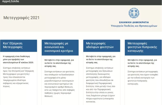 ΥΠΑΙΘ: Αποτελέσματα μετεγγραφών/μετακινήσεων ακαδημαϊκού έτους 2021-2022