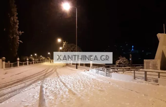 Η κακοκαιρία «Ελπίς» έφερε πυκνή χιονόπτωση στην Ξάνθη (pics+vid)