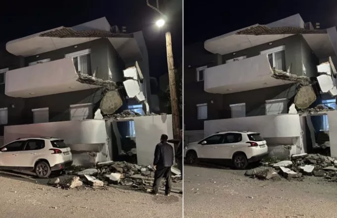 Ηράκλειο: Μπαλκόνι κατέρρευσε μπροστά στα μάτια των περαστικών- Δείτε τις εικόνες