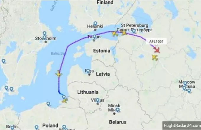 Η διαδρομή των ρωσικών αεροσκαφών για να αποφύγουν τον εναέριο χώρο της ΕΕ