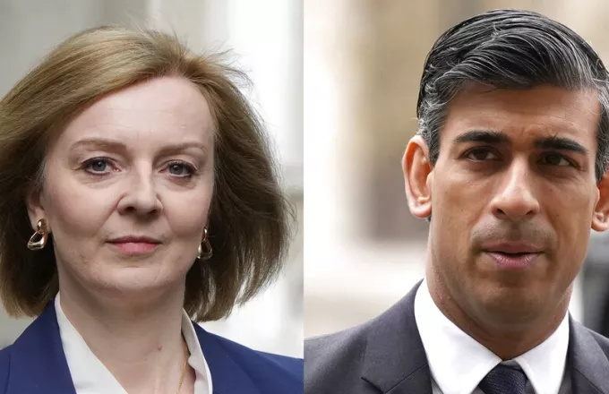 Οι δύο υποψήφιοι για την βρετανική προεδρία, Λιζ Τρας και Ρίσι Σούνακ.