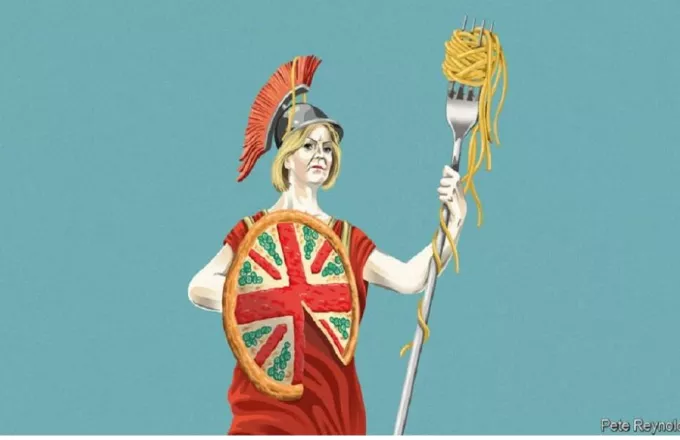 H «Ρωμαία» Λιζ Τρας σε σκίτσο του Economist