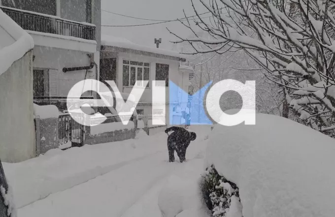 Κακοκαιρία Μπάρμπαρα: 3 μέτρα χιόνι στη Στενή Ευβοίας