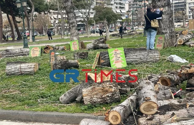 Διαμαρτυρία κατά της κοπής δέντρων στη Θεσσαλονίκη