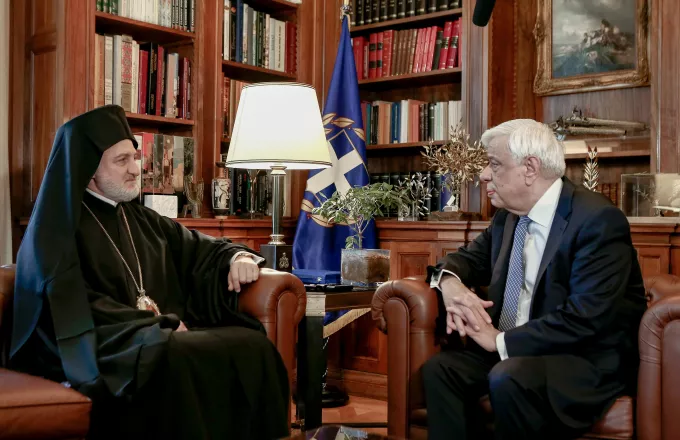 Συνάντηση Προκόπη Παυλόπουλου με τον αρχιεπίσκοπο Αμερικής Ελπιδοφόρο	