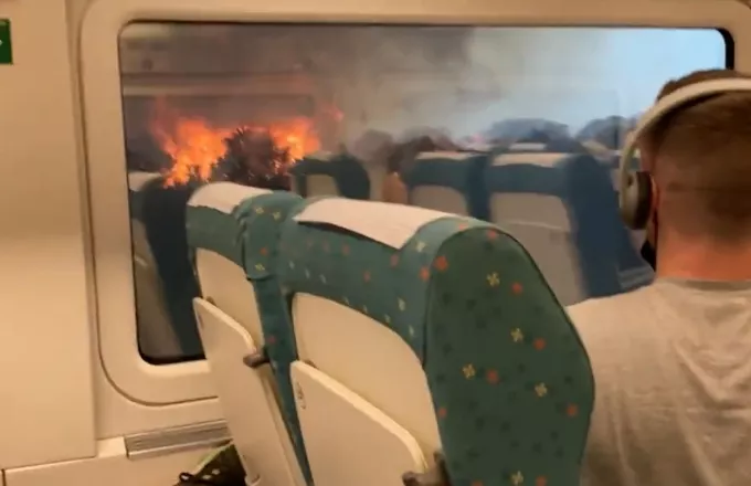 Φωτιές- Ευρώπη: Σκηνές τρόμου με τρένο ανάμεσα σε φλόγες στη Μαδρίτη